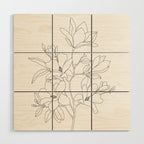 Minimal Line Art Magnolia Flowers Wood Wall Art Gallery Image 1