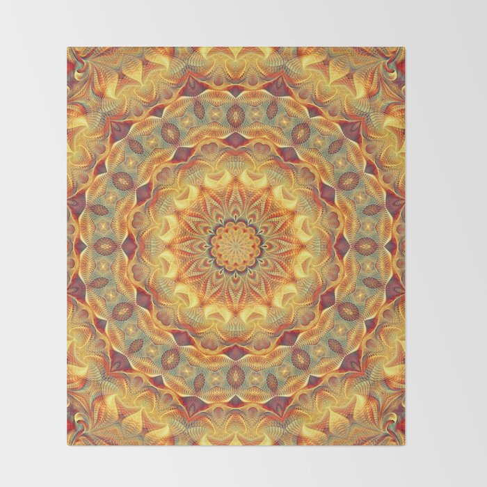 Flower Of Life Mandala (Sun) Throw Blanket Gallery Image 2