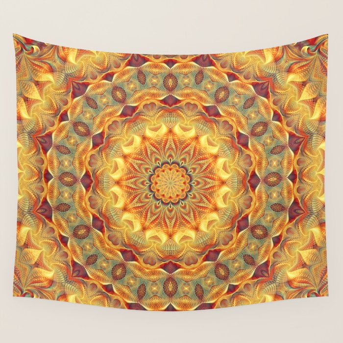 Flower Of Life Mandala (Sun) Wall Tapestry Gallery Image 4