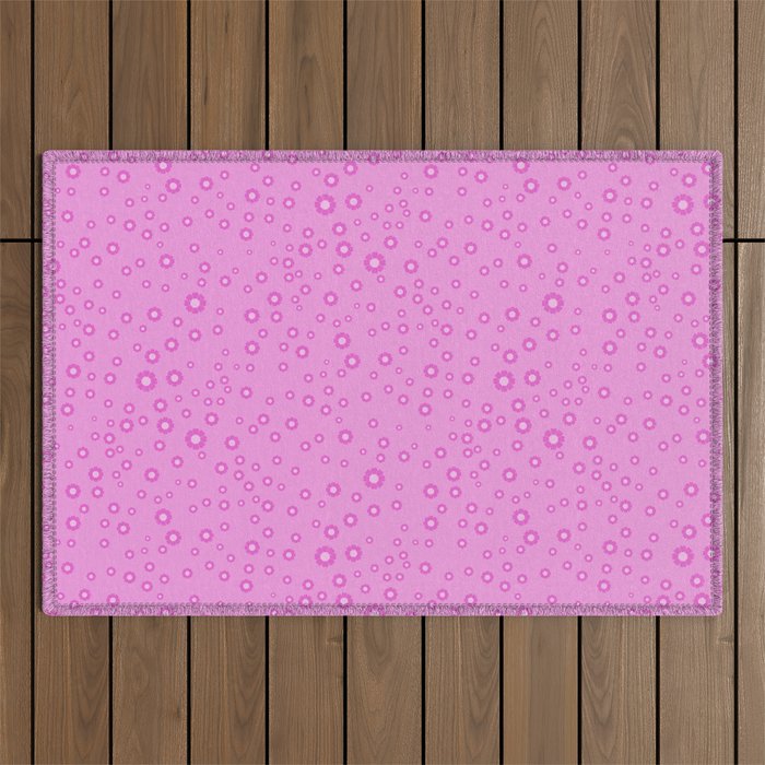 Pink 1970s Inspired Mini Daisies Ditsy Pattern Outdoor Rug Gallery Image 1