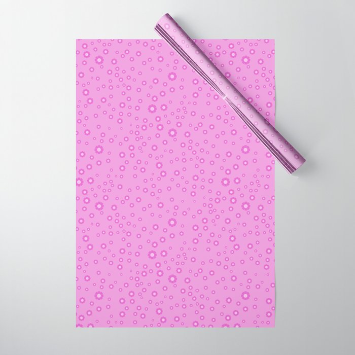 Pink 1970s Inspired Mini Daisies Ditsy Pattern Wrapping Paper Gallery Image 1