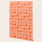 Mid Century Modern Geometric Textured Shapes Orange And White Wallpaper Gallery Image 2