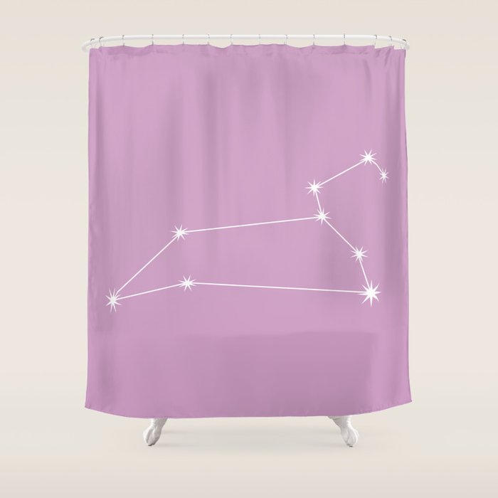 Leo Zodiac Star Constellation Line Art Pastel Lilac Shower Curtain Gallery Image 1