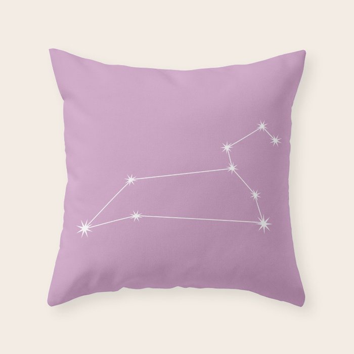 Leo Zodiac Star Constellation Line Art Pastel Lilac Throw Pillow Gallery Image 6