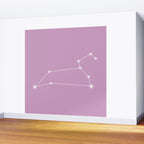 Leo Zodiac Star Constellation Line Art Pastel Lilac Wall Mural Gallery Image 2