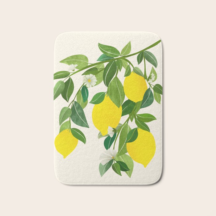 Summer Lemons / Tropical Fruit Series Bath Mat Gallery Image 1