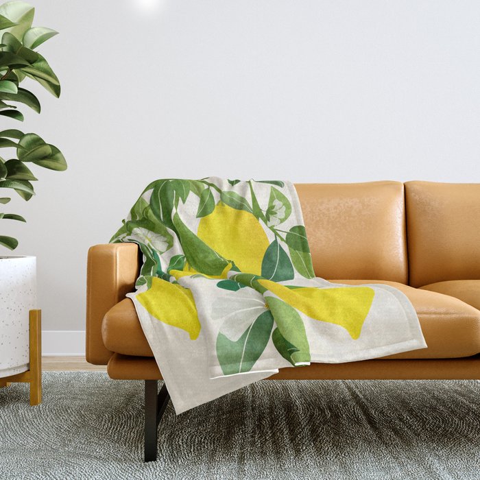 Summer Lemons / Tropical Fruit Series Throw Blanket Gallery Image 1