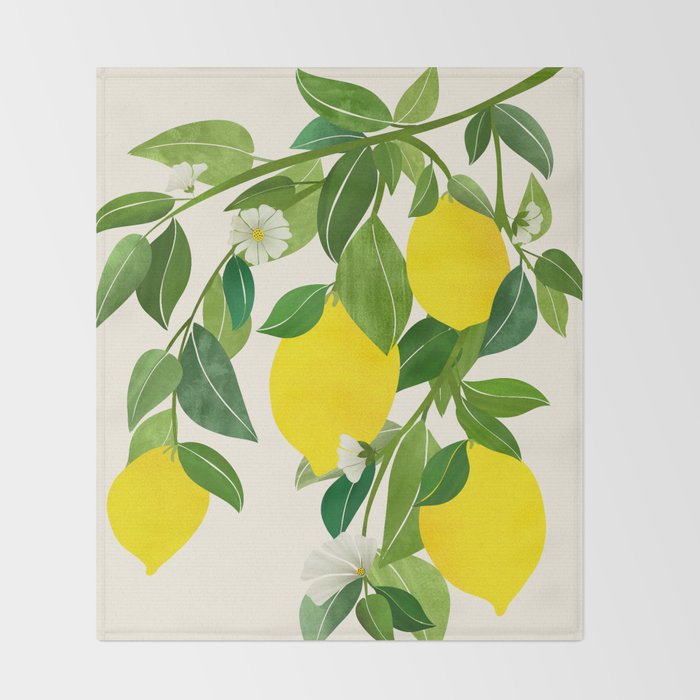 Summer Lemons / Tropical Fruit Series Throw Blanket Gallery Image 2