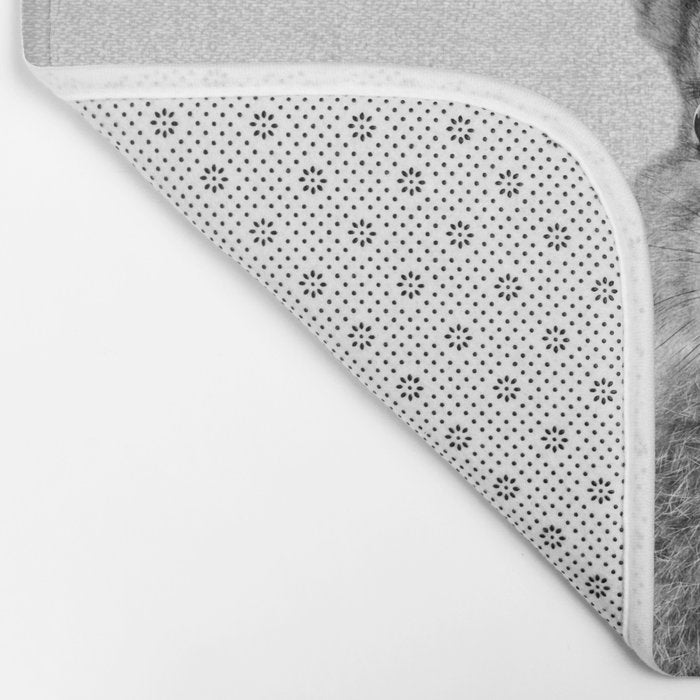 Rabbit - Black & White Bath Mat Gallery Image 2
