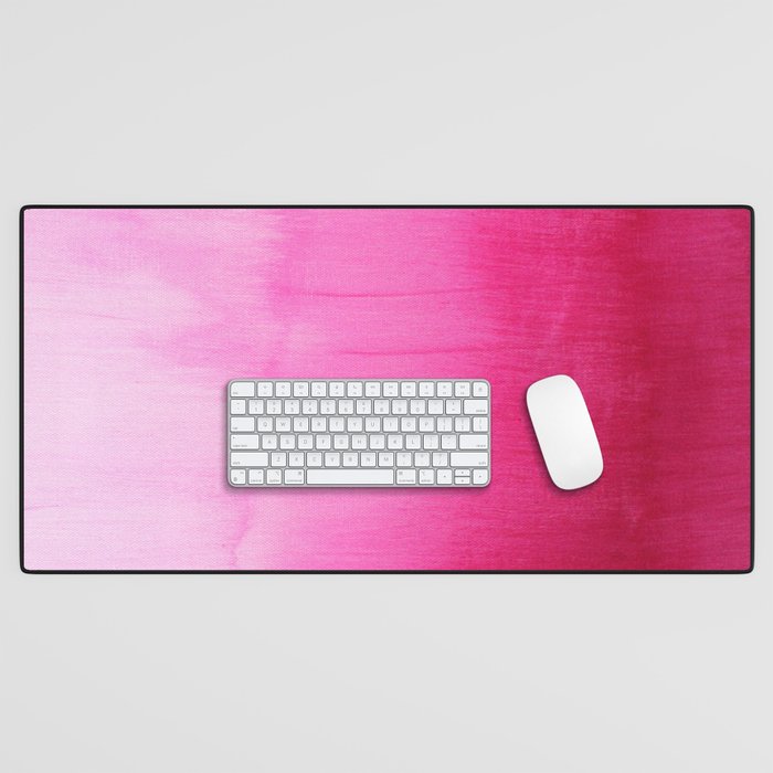 Modern fuchsia watercolor paint brushtrokes Desk Mat Gallery Image 1