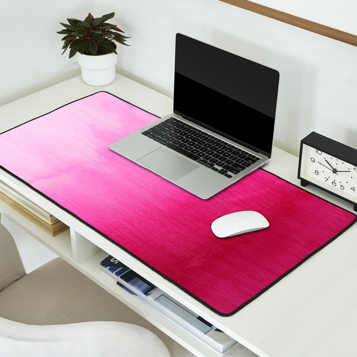 Modern fuchsia watercolor paint brushtrokes Desk Mat Gallery Image 2
