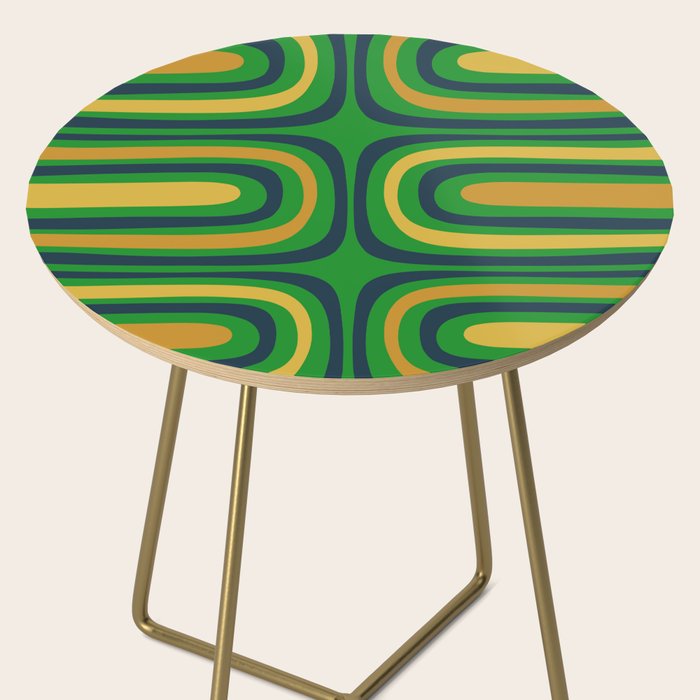 Midcentury Modern Confaab Abstract Vertical Pattern Green Mustard Navy Blue Side Table Gallery Image 2