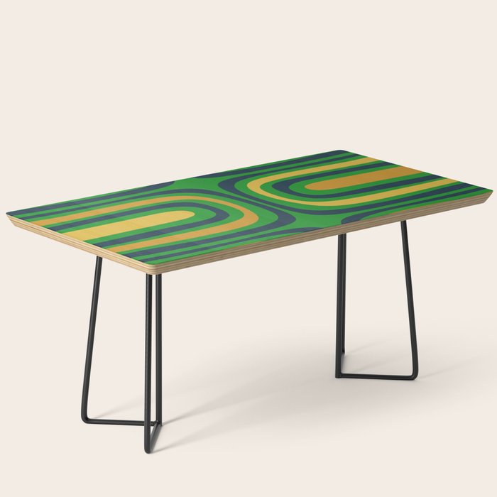 Midcentury Modern Confaab Abstract Vertical Pattern Green Mustard Navy Blue Coffee Table Gallery Image 1