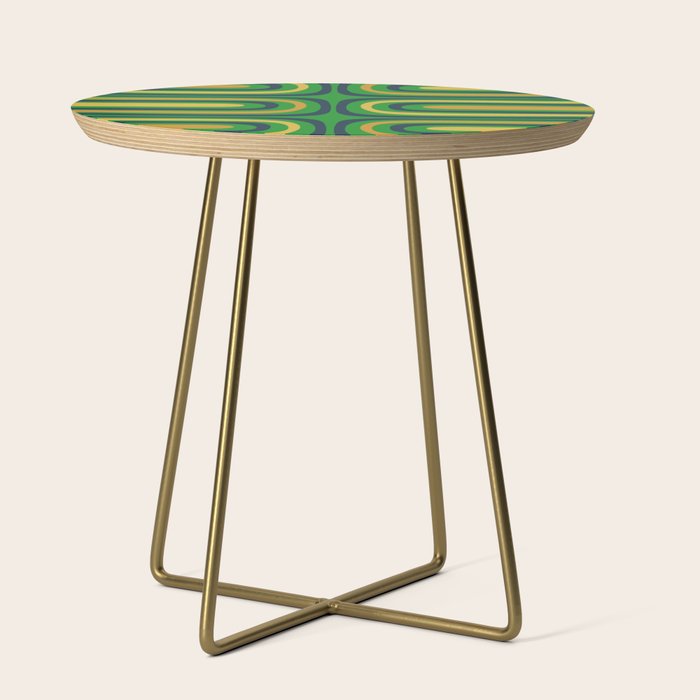Midcentury Modern Confaab Abstract Vertical Pattern Green Mustard Navy Blue Side Table Gallery Image 1