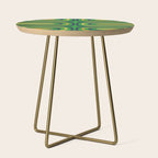 Midcentury Modern Confaab Abstract Vertical Pattern Green Mustard Navy Blue Side Table Gallery Image 1