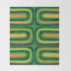 Midcentury Modern Confaab Abstract Vertical Pattern Green Mustard Navy Blue Throw Blanket Gallery Image 2
