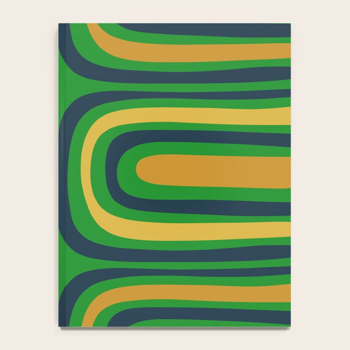 Midcentury Modern Confaab Abstract Vertical Pattern Green Mustard Navy Blue Notebook Gallery Image 4