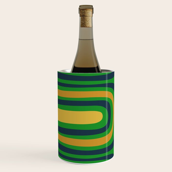 Midcentury Modern Confaab Abstract Vertical Pattern Green Mustard Navy Blue Wine Chiller Gallery Image 2