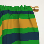 Midcentury Modern Confaab Abstract Vertical Pattern Green Mustard Navy Blue Window Curtain Gallery Image 2