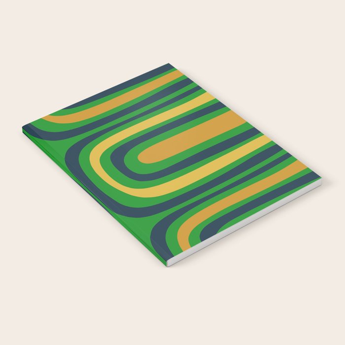 Midcentury Modern Confaab Abstract Vertical Pattern Green Mustard Navy Blue Notebook Gallery Image 2