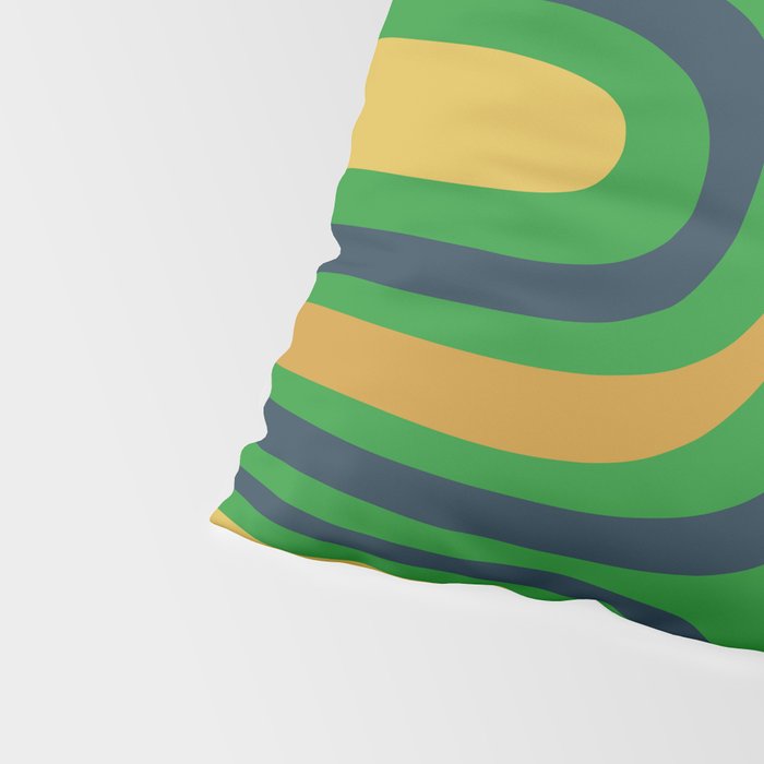 Midcentury Modern Confaab Abstract Vertical Pattern Green Mustard Navy Blue Pillow Sham Gallery Image 4