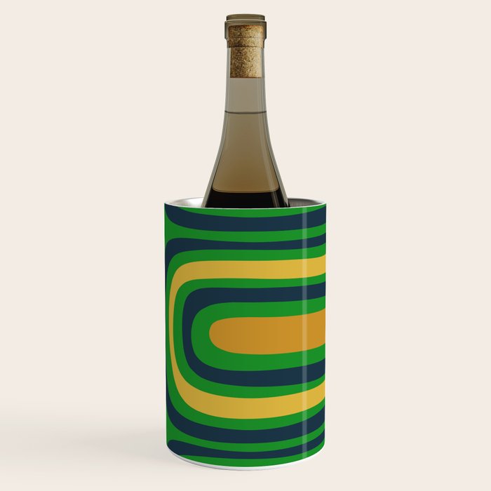 Midcentury Modern Confaab Abstract Vertical Pattern Green Mustard Navy Blue Wine Chiller Gallery Image 3