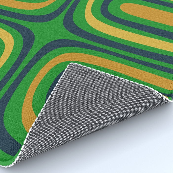 Midcentury Modern Confaab Abstract Vertical Pattern Green Mustard Navy Blue Rug Gallery Image 4