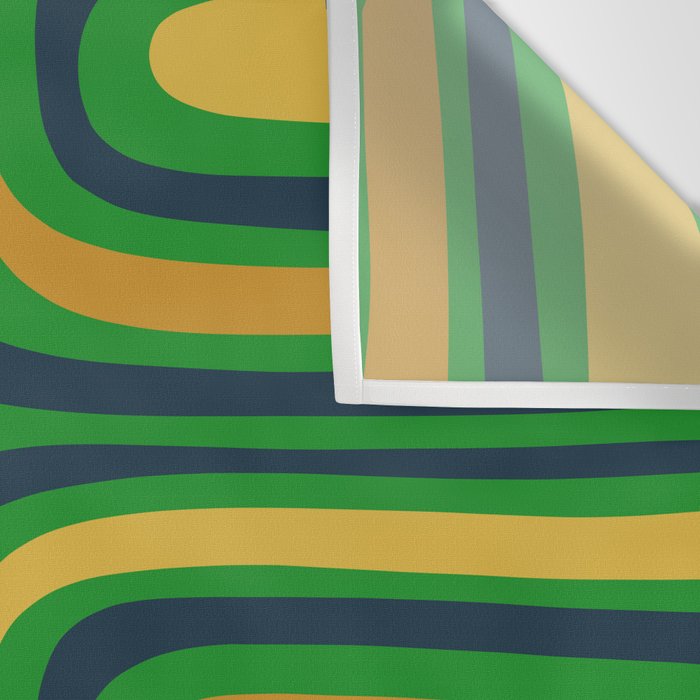 Midcentury Modern Confaab Abstract Vertical Pattern Green Mustard Navy Blue Wall Tapestry Gallery Image 3