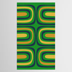 Midcentury Modern Confaab Abstract Vertical Pattern Green Mustard Navy Blue Tablecloth Gallery Image 2