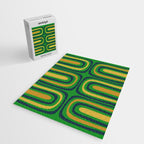 Midcentury Modern Confaab Abstract Vertical Pattern Green Mustard Navy Blue Jigsaw Puzzle Gallery Image 2