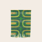 Midcentury Modern Confaab Abstract Vertical Pattern Green Mustard Navy Blue Wall Hanging Gallery Image 1