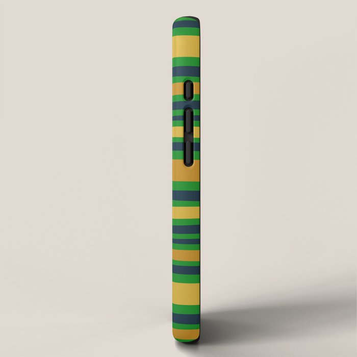 Midcentury Modern Confaab Abstract Vertical Pattern Green Mustard Navy Blue iPhone Case Gallery Image 2