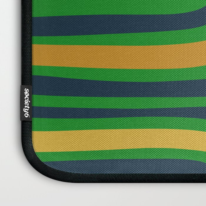 Midcentury Modern Confaab Abstract Vertical Pattern Green Mustard Navy Blue Laptop Sleeve Gallery Image 3