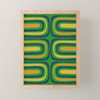 Midcentury Modern Confaab Abstract Vertical Pattern Green Mustard Navy Blue Mini Art Print Gallery Image 1