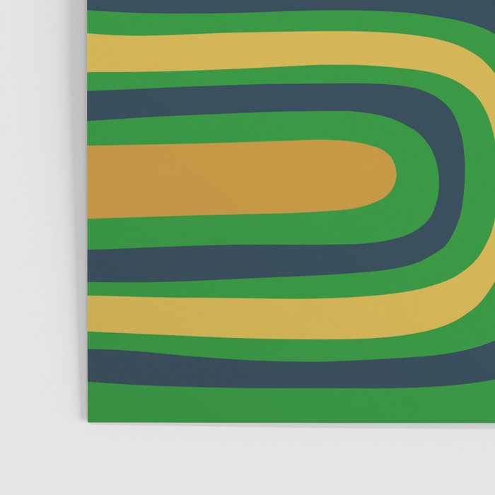 Midcentury Modern Confaab Abstract Vertical Pattern Green Mustard Navy Blue Poster Gallery Image 3