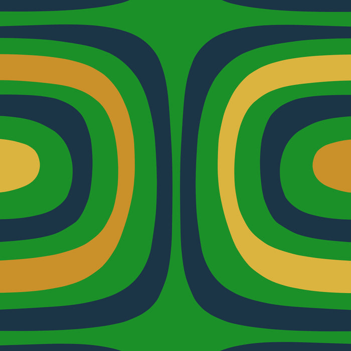 Midcentury Modern Confaab Abstract Vertical Pattern Green Mustard Navy Blue Coffee Mug Gallery Image 2