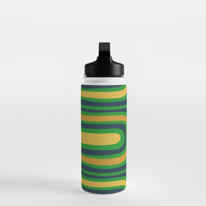 Midcentury Modern Confaab Abstract Vertical Pattern Green Mustard Navy Blue Water Bottle Gallery Image 3