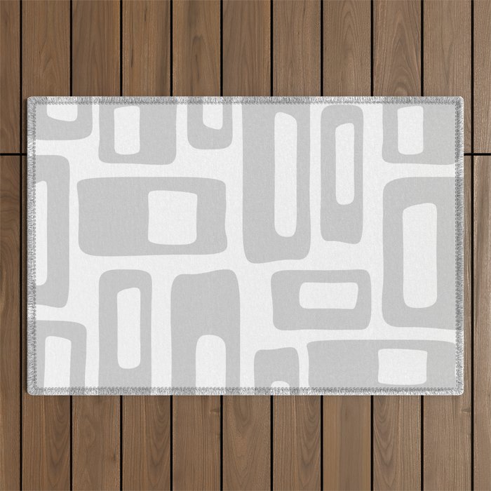 Retro Mid Century Modern Abstract Pattern 731 Winter Gray Outdoor Rug Gallery Image 1