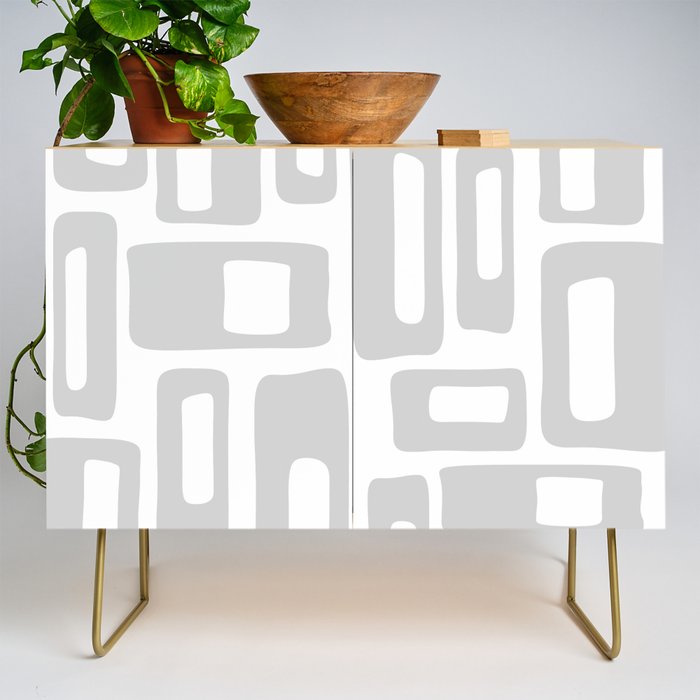 Retro Mid Century Modern Abstract Pattern 731 Winter Gray Credenza Gallery Image 1