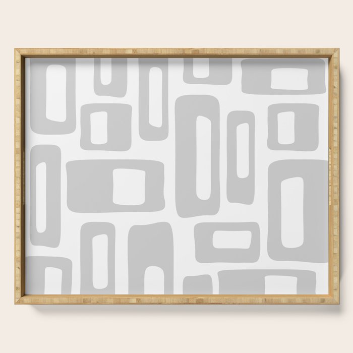 Retro Mid Century Modern Abstract Pattern 731 Winter Gray Serving Tray Gallery Image 1