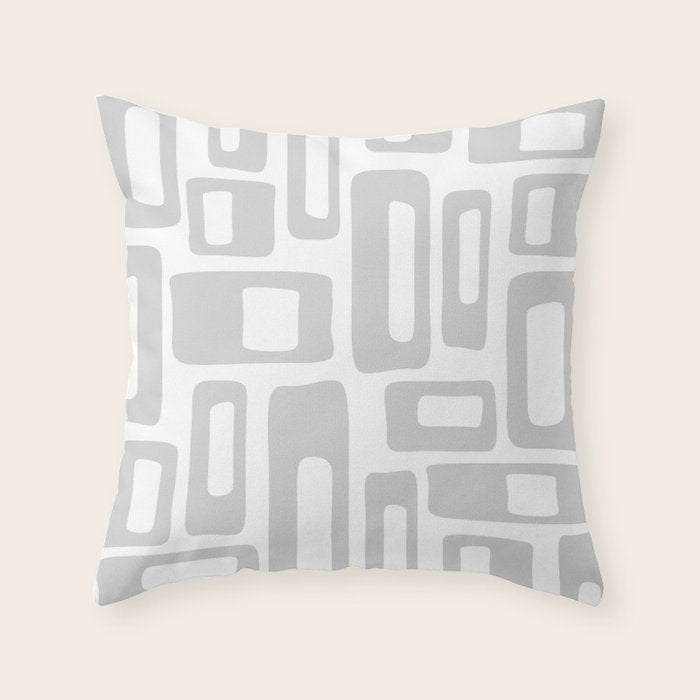 Retro Mid Century Modern Abstract Pattern 731 Winter Gray Throw Pillow Gallery Image 6