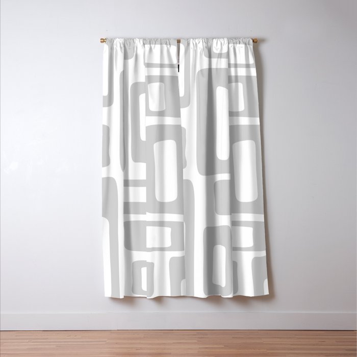 Retro Mid Century Modern Abstract Pattern 731 Winter Gray Window Curtain Gallery Image 3
