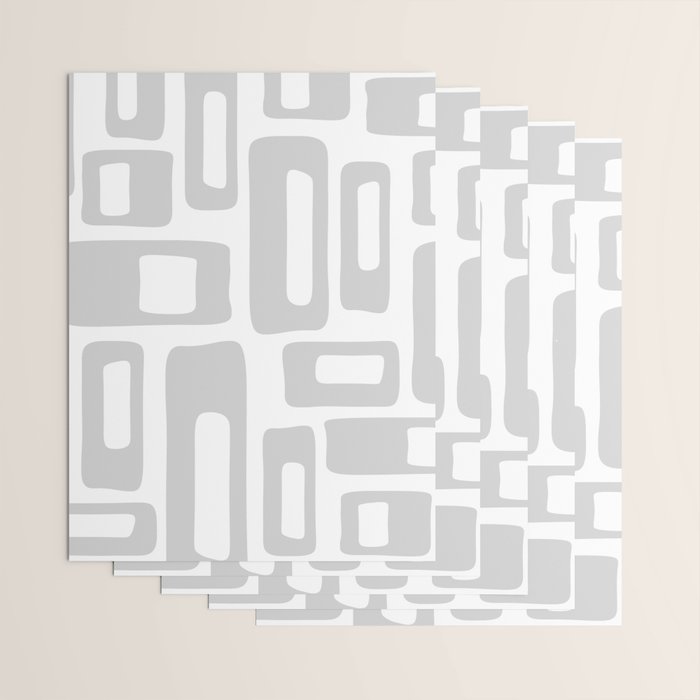 Retro Mid Century Modern Abstract Pattern 731 Winter Gray Wrapping Paper Gallery Image 3