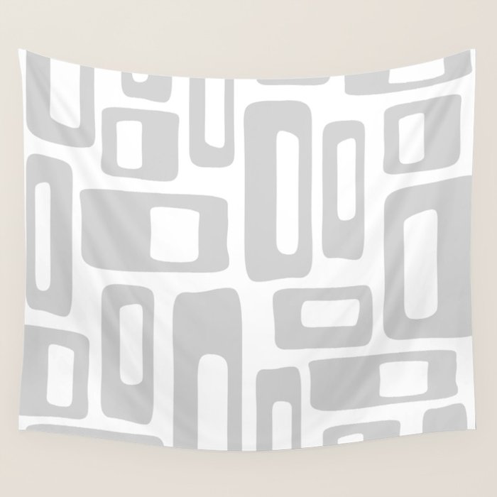 Retro Mid Century Modern Abstract Pattern 731 Winter Gray Wall Tapestry Gallery Image 4