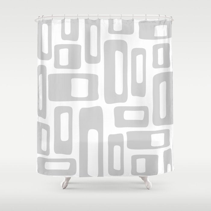 Retro Mid Century Modern Abstract Pattern 731 Winter Gray Shower Curtain Gallery Image 1