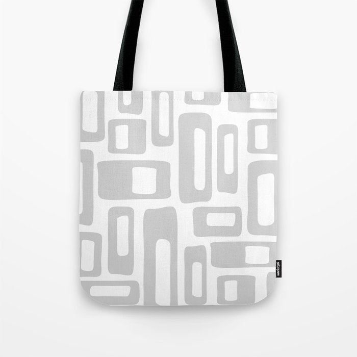 Retro Mid Century Modern Abstract Pattern 731 Winter Gray Tote Bag Gallery Image 1