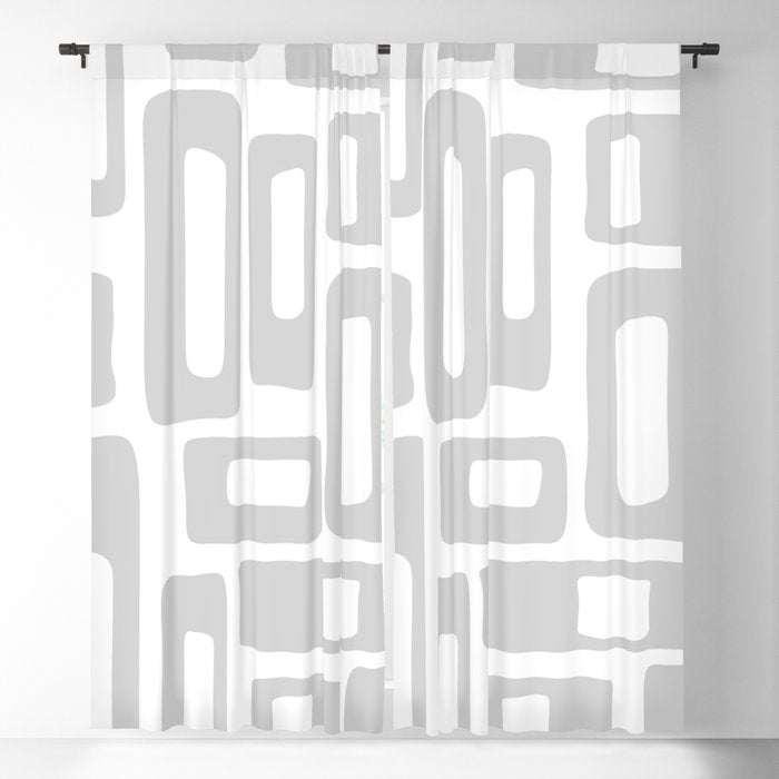 Retro Mid Century Modern Abstract Pattern 731 Winter Gray Window Curtain Gallery Image 5