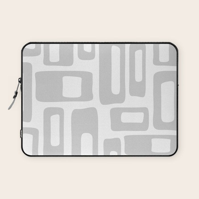 Retro Mid Century Modern Abstract Pattern 731 Winter Gray Laptop Sleeve Gallery Image 1
