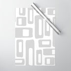Retro Mid Century Modern Abstract Pattern 731 Winter Gray Wrapping Paper Gallery Image 1
