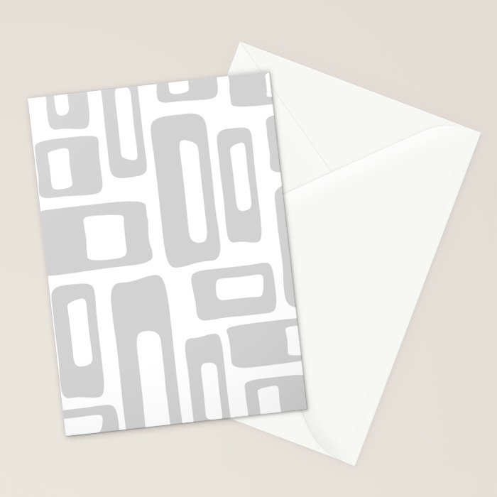 Retro Mid Century Modern Abstract Pattern 731 Winter Gray Stationery Card Gallery Image 2